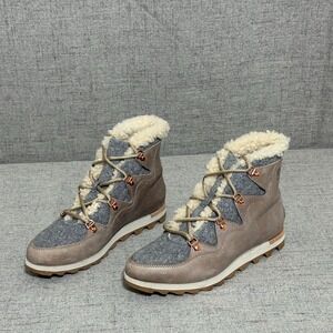 Sorel Boot Women 9 Taupe Gray Sneakchic Alpine Booties Winter